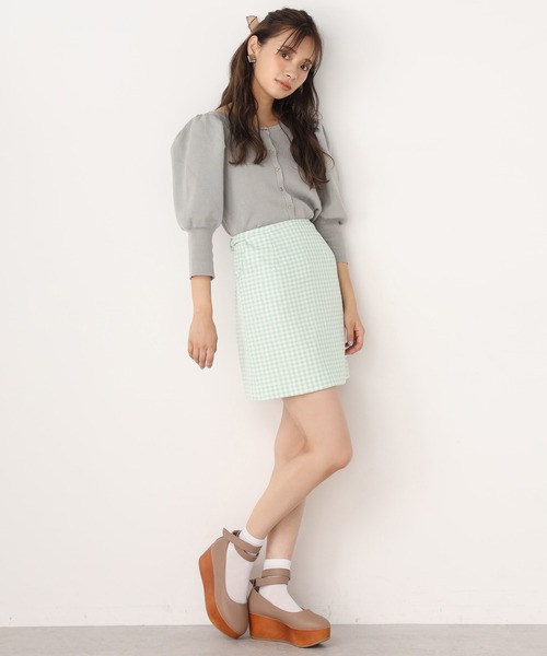 one after another NICE CLAUP(ワンアフターアナザーナイスクラップ)の「うしろレースアップミニスカート(スカート・レディース・グリーン/ブラック/ブラウン/ベージュ・FREE)」の7枚目の写真