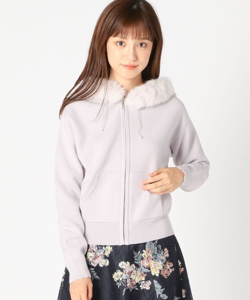 MISCH MASCH（ミッシュマッシュ）の「ファー付きニットパーカー