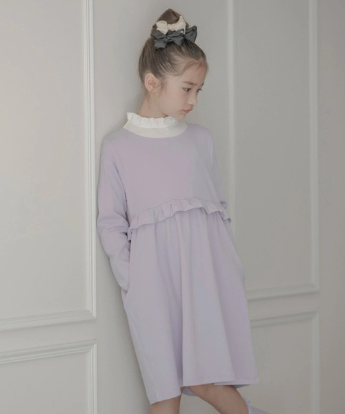 Catherine Cottage(キャサリンコテージ)の「ウエストフリルワンピース(ワンピース・キッズ・ブラック/ネイビー/グレー/レッド/ピンク/ライラック/ミント/ラベンダー・110/120/130/140/150)」の5枚目の写真