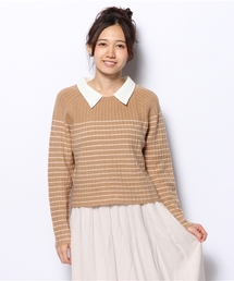 mystic | 襟付きボーダープルオーバー(ニット/セーター)