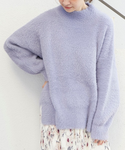 one after another NICE CLAUP（ワンアフターアナザーナイスクラップ）の「ハイネックフェザーニット（ニット/セーター・レディース・アイボリー/グレー/ミント/ブルー/サックスブルー・FREE）」の5枚目の写真