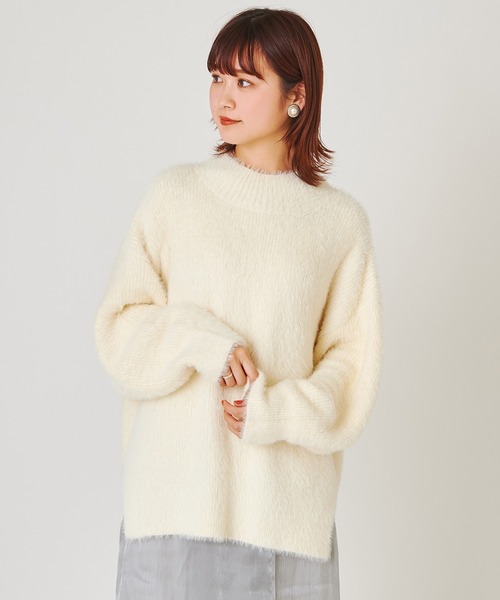 one after another NICE CLAUP（ワンアフターアナザーナイスクラップ）の「ハイネックフェザーニット（ニット/セーター・レディース・アイボリー/グレー/ミント/ブルー/サックスブルー・FREE）」の18枚目の写真