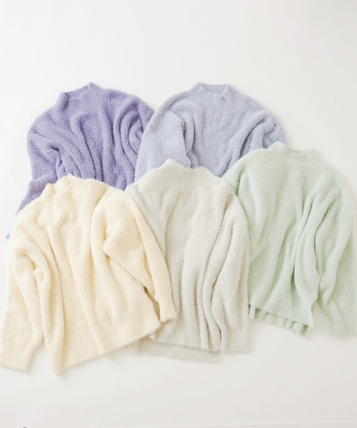 one after another NICE CLAUP（ワンアフターアナザーナイスクラップ）の「ハイネックフェザーニット（ニット/セーター・レディース・アイボリー/グレー/ミント/ブルー/サックスブルー・FREE）」の21枚目の写真