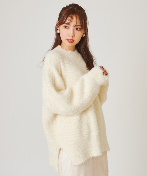 one after another NICE CLAUP（ワンアフターアナザーナイスクラップ）の「ハイネックフェザーニット（ニット/セーター・レディース・アイボリー/グレー/ミント/ブルー/サックスブルー・FREE）」の15枚目の写真