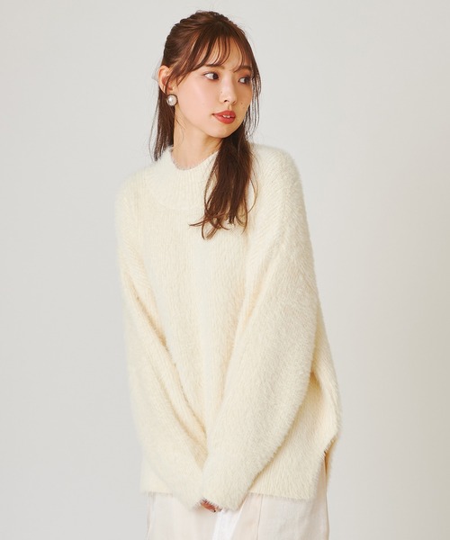 one after another NICE CLAUP（ワンアフターアナザーナイスクラップ）の「ハイネックフェザーニット（ニット/セーター・レディース・アイボリー/グレー/ミント/ブルー/サックスブルー・FREE）」の19枚目の写真