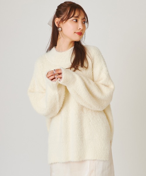 one after another NICE CLAUP（ワンアフターアナザーナイスクラップ）の「ハイネックフェザーニット（ニット/セーター・レディース・アイボリー/グレー/ミント/ブルー/サックスブルー・FREE）」の11枚目の写真