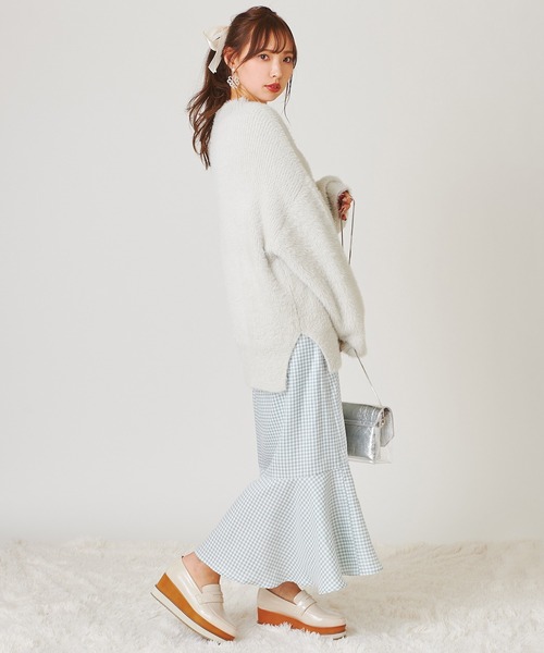 one after another NICE CLAUP（ワンアフターアナザーナイスクラップ）の「ハイネックフェザーニット（ニット/セーター・レディース・アイボリー/グレー/ミント/ブルー/サックスブルー・FREE）」の12枚目の写真