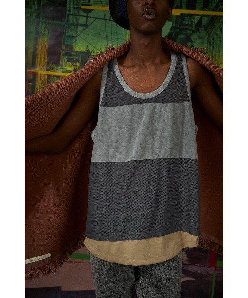 AlexanderLeeChang(アレキサンダーリーチャン)の「AlexanderLeeChang/アレキサンダーリーチャン MESH TANK(タンクトップ・メンズ・ブラック/グレー/イエロー・2/3)」の2枚目の写真