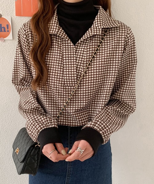 ABITOKYO（アビトーキョー）の「レイヤード風ハイネック千鳥柄ブラウス（シャツ/ブラウス・レディース・ブラック系その他/ブラウン系その他・FREE）」の14枚目の写真