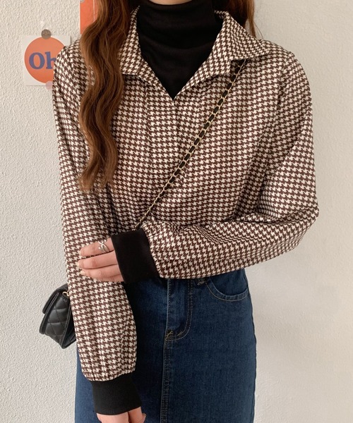 ABITOKYO（アビトーキョー）の「レイヤード風ハイネック千鳥柄ブラウス（シャツ/ブラウス・レディース・ブラック系その他/ブラウン系その他・FREE）」の15枚目の写真