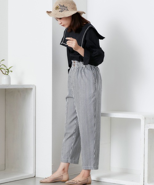 POU DOU DOU（プードゥドゥ）の「ウエストフリルペグトップパンツ（その他パンツ・レディース・ブラック/ミント/キナリ/ネイビー・3）」の6枚目の写真