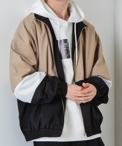 WEGO(ウィゴー)の「WEGO/カラーブロックジップブルゾン(ブルゾン・メンズ・ダークグリーン/ベージュ/サックスブルー・MEDIUM/LARGE)」の2枚目の写真