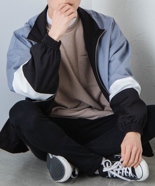 WEGO(ウィゴー)の「WEGO/カラーブロックジップブルゾン(ブルゾン・メンズ・ダークグリーン/ベージュ/サックスブルー・MEDIUM/LARGE)」の12枚目の写真