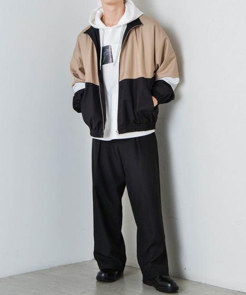 WEGO(ウィゴー)の「WEGO/カラーブロックジップブルゾン(ブルゾン・メンズ・ダークグリーン/ベージュ/サックスブルー・MEDIUM/LARGE)」の4枚目の写真