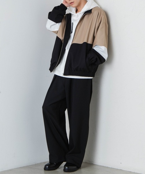 WEGO(ウィゴー)の「WEGO/カラーブロックジップブルゾン(ブルゾン・メンズ・ダークグリーン/ベージュ/サックスブルー・MEDIUM/LARGE)」の5枚目の写真