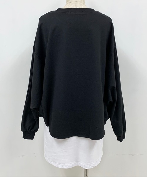 PICCIN(ピッチン)の「レイヤードプルオーバー(Tシャツ/カットソー・レディース・ライトグレー/ブラック・M)」の19枚目の写真