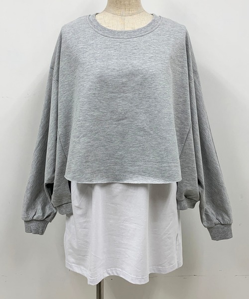 PICCIN(ピッチン)の「レイヤードプルオーバー(Tシャツ/カットソー・レディース・ライトグレー/ブラック・M)」の16枚目の写真