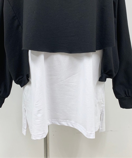 PICCIN(ピッチン)の「レイヤードプルオーバー(Tシャツ/カットソー・レディース・ライトグレー/ブラック・M)」の21枚目の写真