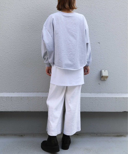 PICCIN(ピッチン)の「レイヤードプルオーバー(Tシャツ/カットソー・レディース・ライトグレー/ブラック・M)」の8枚目の写真