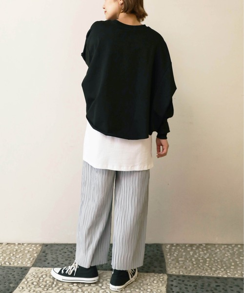 PICCIN(ピッチン)の「レイヤードプルオーバー(Tシャツ/カットソー・レディース・ライトグレー/ブラック・M)」の13枚目の写真