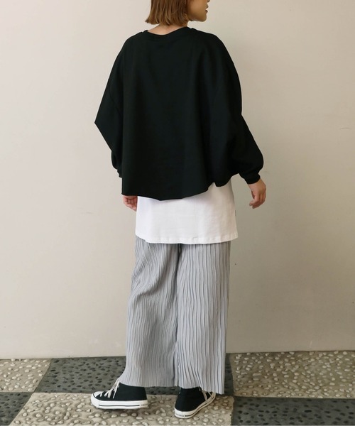 PICCIN(ピッチン)の「レイヤードプルオーバー(Tシャツ/カットソー・レディース・ライトグレー/ブラック・M)」の14枚目の写真