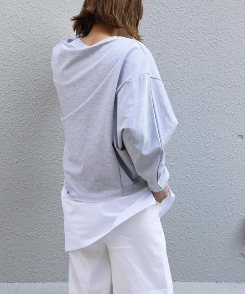 PICCIN(ピッチン)の「レイヤードプルオーバー(Tシャツ/カットソー・レディース・ライトグレー/ブラック・M)」の5枚目の写真