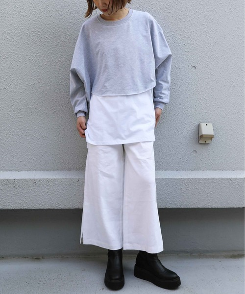 PICCIN(ピッチン)の「レイヤードプルオーバー(Tシャツ/カットソー・レディース・ライトグレー/ブラック・M)」の6枚目の写真