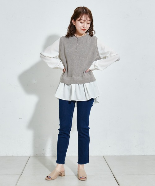 DISCOAT(ディスコート)の「カットオフデニムスキニーパンツ(デニムパンツ・レディース・ブラック/ブルー・MEDIUM/LARGE)」の7枚目の写真