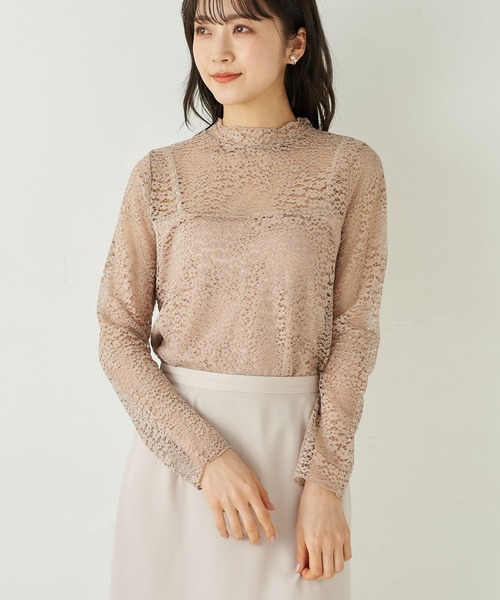 earth music&ecology(アースミュージックアンドエコロジー)の「小花レースハイネックプルオーバー *(その他トップス・レディース・ホワイト/ブラック/ベージュ・S/M)」の3枚目の写真