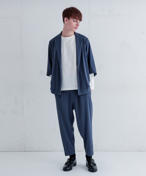 【梨地テーパードパンツ】Lui's 美品 LUI'S 梨地 タック テーパード パンツ S Luis ルイス