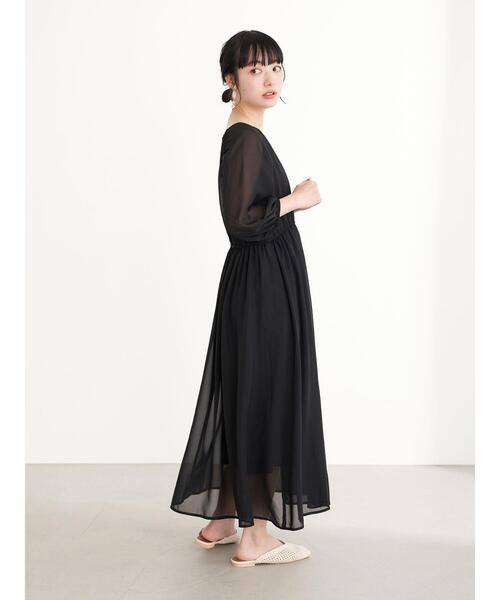 earth music&ecology(アースミュージックアンドエコロジー)の「ふんわりシフォンワンピース *(ワンピース・レディース・ブラック/ライトカーキ/ベージュ系その他3/その他・FREE)」の22枚目の写真