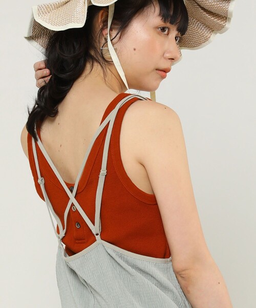 FREAK'S STORE（フリークスストア）の「ワッフル2WAYタンクトップ（タンクトップ・レディース・ホワイト/その他13/ベージュ/レンガ/ブラック・ﾌﾘ-）」の4枚目の写真