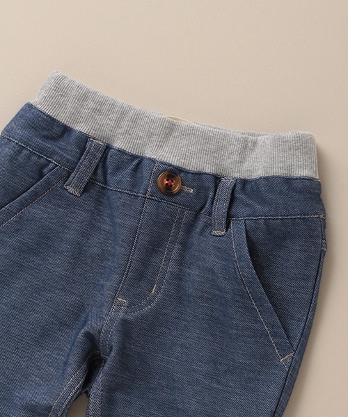 Love&Peace&Money（ラブアンドピースアンドマネー）の「ニットデニム7分丈パンツ（デニムパンツ・キッズ・ブルー・100cm/90cm/120cm/130cm/110cm/80ｃｍ）」の4枚目の写真