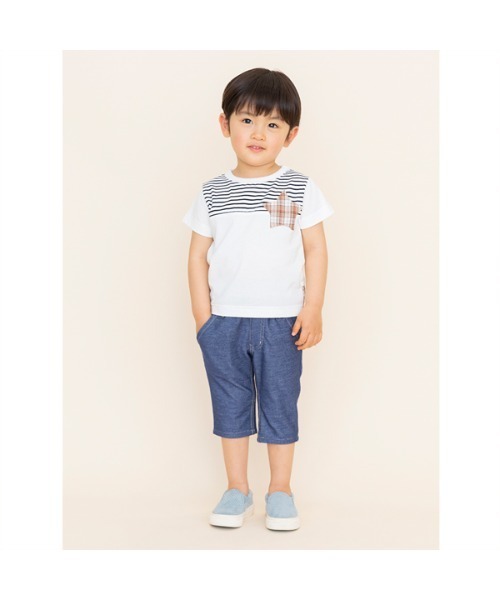 Love&Peace&Money（ラブアンドピースアンドマネー）の「ニットデニム7分丈パンツ（デニムパンツ・キッズ・ブルー・100cm/90cm/120cm/130cm/110cm/80ｃｍ）」の8枚目の写真