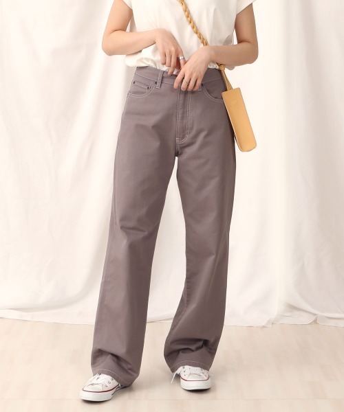 SELECT LEVERY(セレクトリベリー)の「(Emma)セミワイドストレートパンツ(チノパンツ・レディース・ライトグレー/ブラック/ライトグリーン/ベージュ・SMALL/LARGE/MEDIUM/X-LARGE)」の3枚目の写真