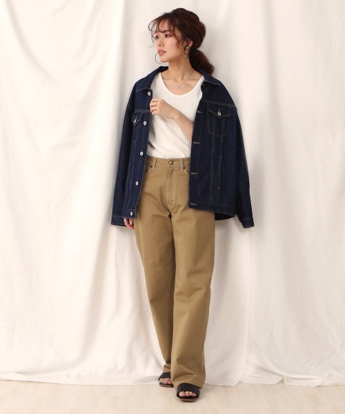 SELECT LEVERY(セレクトリベリー)の「(Emma)セミワイドストレートパンツ(チノパンツ・レディース・ライトグレー/ブラック/ライトグリーン/ベージュ・SMALL/LARGE/MEDIUM/X-LARGE)」の6枚目の写真
