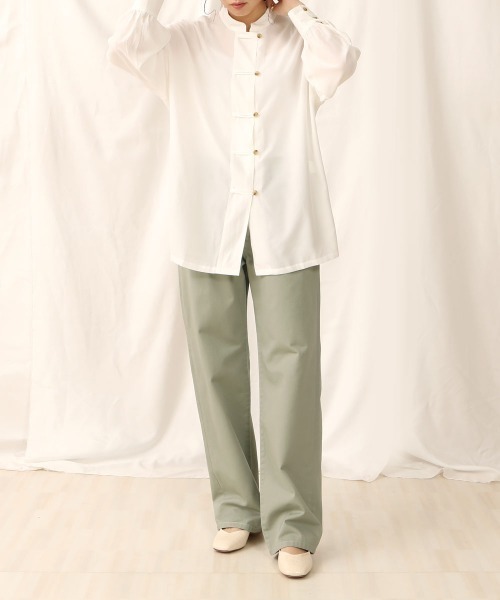 SELECT LEVERY(セレクトリベリー)の「(Emma)セミワイドストレートパンツ(チノパンツ・レディース・ライトグレー/ブラック/ライトグリーン/ベージュ・SMALL/LARGE/MEDIUM/X-LARGE)」の11枚目の写真