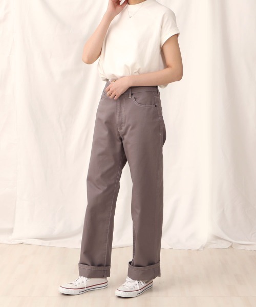 SELECT LEVERY(セレクトリベリー)の「(Emma)セミワイドストレートパンツ(チノパンツ・レディース・ライトグレー/ブラック/ライトグリーン/ベージュ・SMALL/LARGE/MEDIUM/X-LARGE)」の10枚目の写真