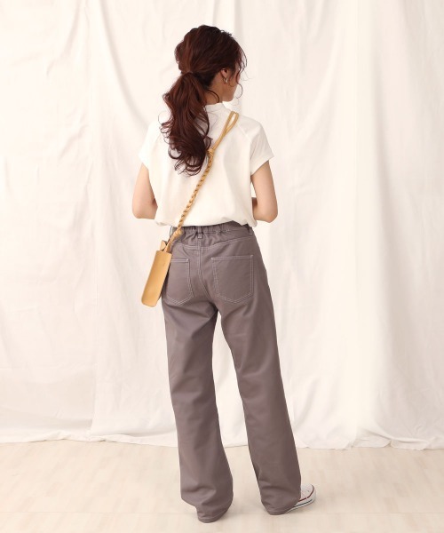 SELECT LEVERY(セレクトリベリー)の「(Emma)セミワイドストレートパンツ(チノパンツ・レディース・ライトグレー/ブラック/ライトグリーン/ベージュ・SMALL/LARGE/MEDIUM/X-LARGE)」の9枚目の写真