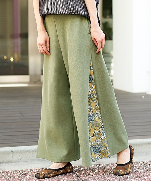 チチカカ（チチカカ）の「リブｘマチ柄ワイドパンツ（その他パンツ・レディース・ブラック/ベージュ/カーキ・FREE）」の3枚目の写真