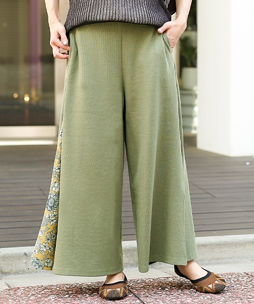 チチカカ（チチカカ）の「リブｘマチ柄ワイドパンツ（その他パンツ・レディース・ブラック/ベージュ/カーキ・FREE）」の9枚目の写真