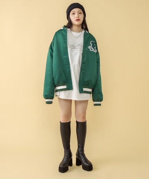 RASVOA(ラスボア)の「【FILA】Award jacket/フィラアワードジャケット/スタジャン(ブルゾン・レディース・ブラック/グリーン・FREE)」の18枚目の写真