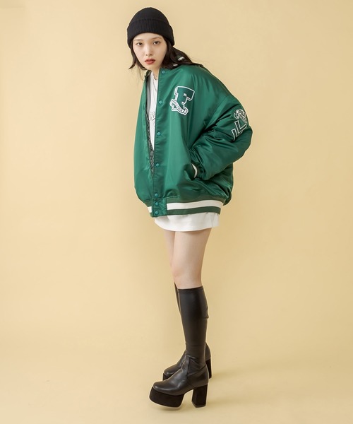 RASVOA(ラスボア)の「【FILA】Award jacket/フィラアワードジャケット/スタジャン(ブルゾン・レディース・ブラック/グリーン・FREE)」の19枚目の写真
