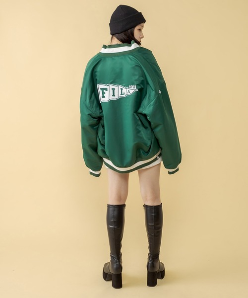 RASVOA(ラスボア)の「【FILA】Award jacket/フィラアワードジャケット/スタジャン(ブルゾン・レディース・ブラック/グリーン・FREE)」の20枚目の写真