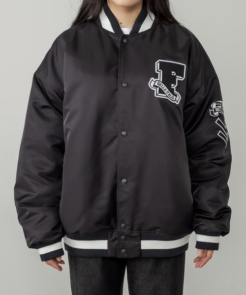 RASVOA(ラスボア)の「【FILA】Award jacket/フィラアワードジャケット/スタジャン(ブルゾン・レディース・ブラック/グリーン・FREE)」の22枚目の写真