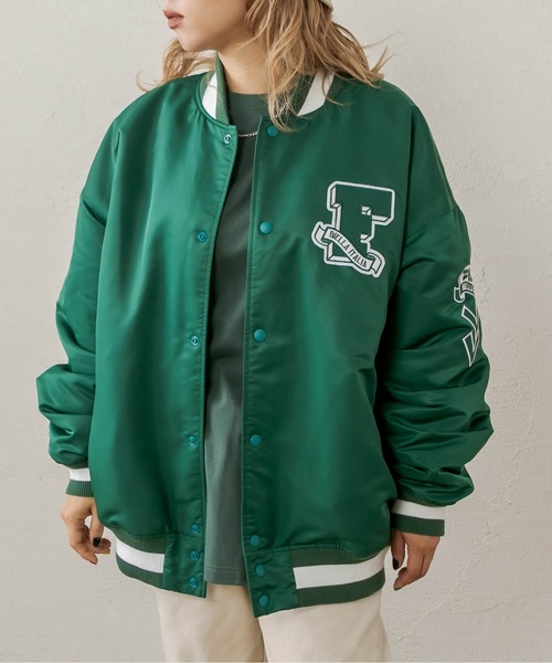RASVOA(ラスボア)の「【FILA】Award jacket/フィラアワードジャケット/スタジャン(ブルゾン・レディース・ブラック/グリーン・FREE)」の10枚目の写真