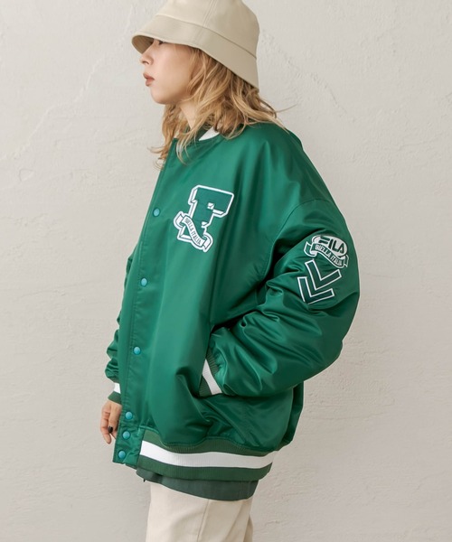 RASVOA(ラスボア)の「【FILA】Award jacket/フィラアワードジャケット/スタジャン(ブルゾン・レディース・ブラック/グリーン・FREE)」の11枚目の写真