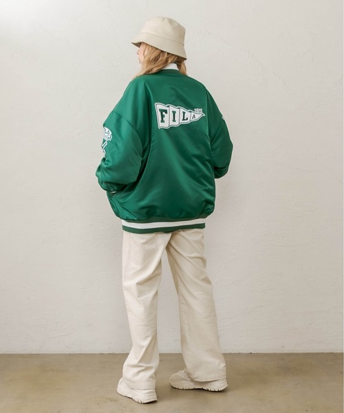 RASVOA(ラスボア)の「【FILA】Award jacket/フィラアワードジャケット/スタジャン(ブルゾン・レディース・ブラック/グリーン・FREE)」の8枚目の写真