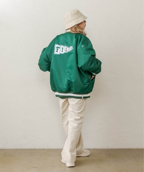 RASVOA(ラスボア)の「【FILA】Award jacket/フィラアワードジャケット/スタジャン(ブルゾン・レディース・ブラック/グリーン・FREE)」の7枚目の写真