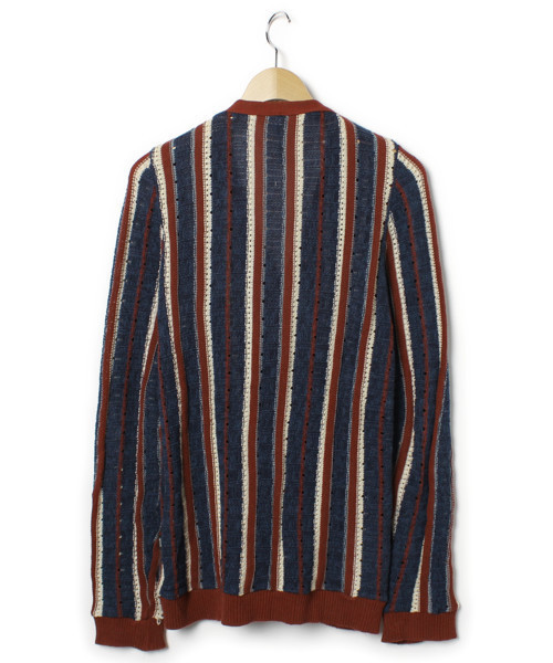 glamb(グラム)の「ストライプ柄ニットカーディガン(カーディガン/ボレロ・メンズ・ネイビー・2)」の2枚目の写真